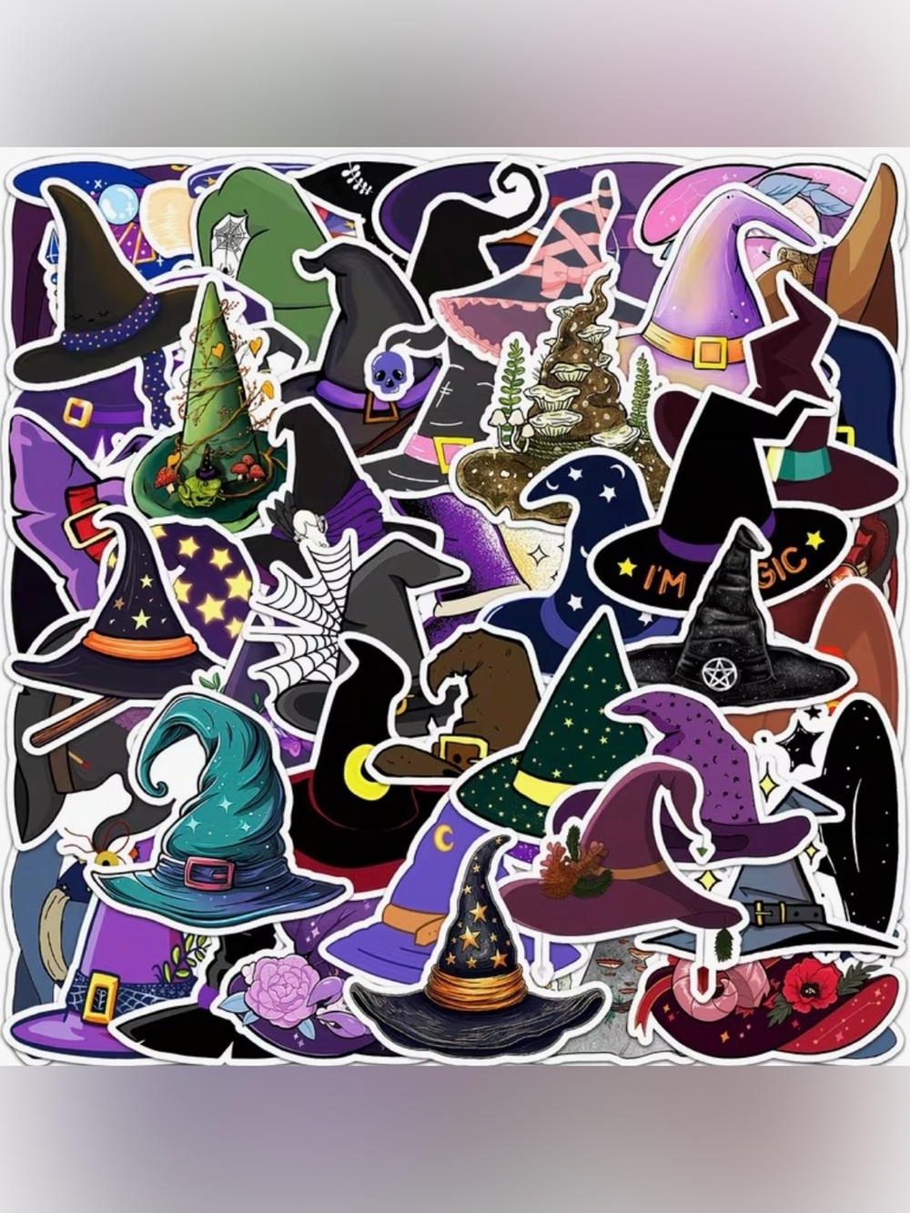 50 Magical Witch Hats Stickers Mystical Halloween